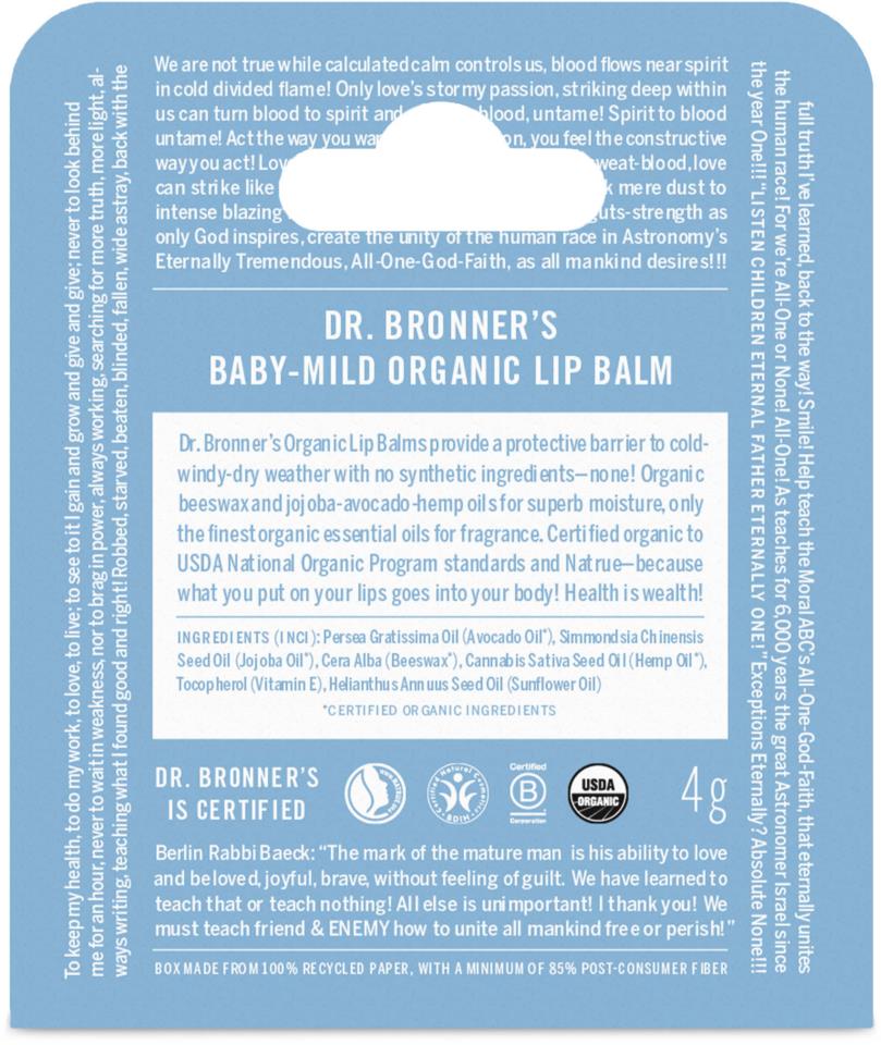 Dr.Bronner's Baby Mild (Unscented) Organic Lip Balm