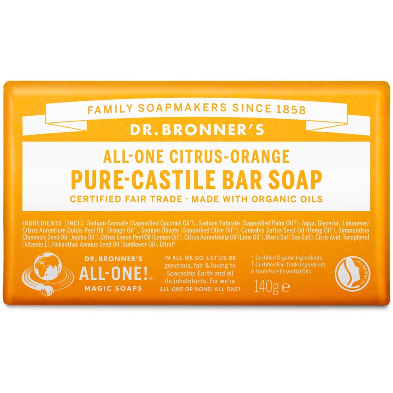 Läs mer om Dr. Bronners BarSoap Citrus-Orange 140g 140 ml