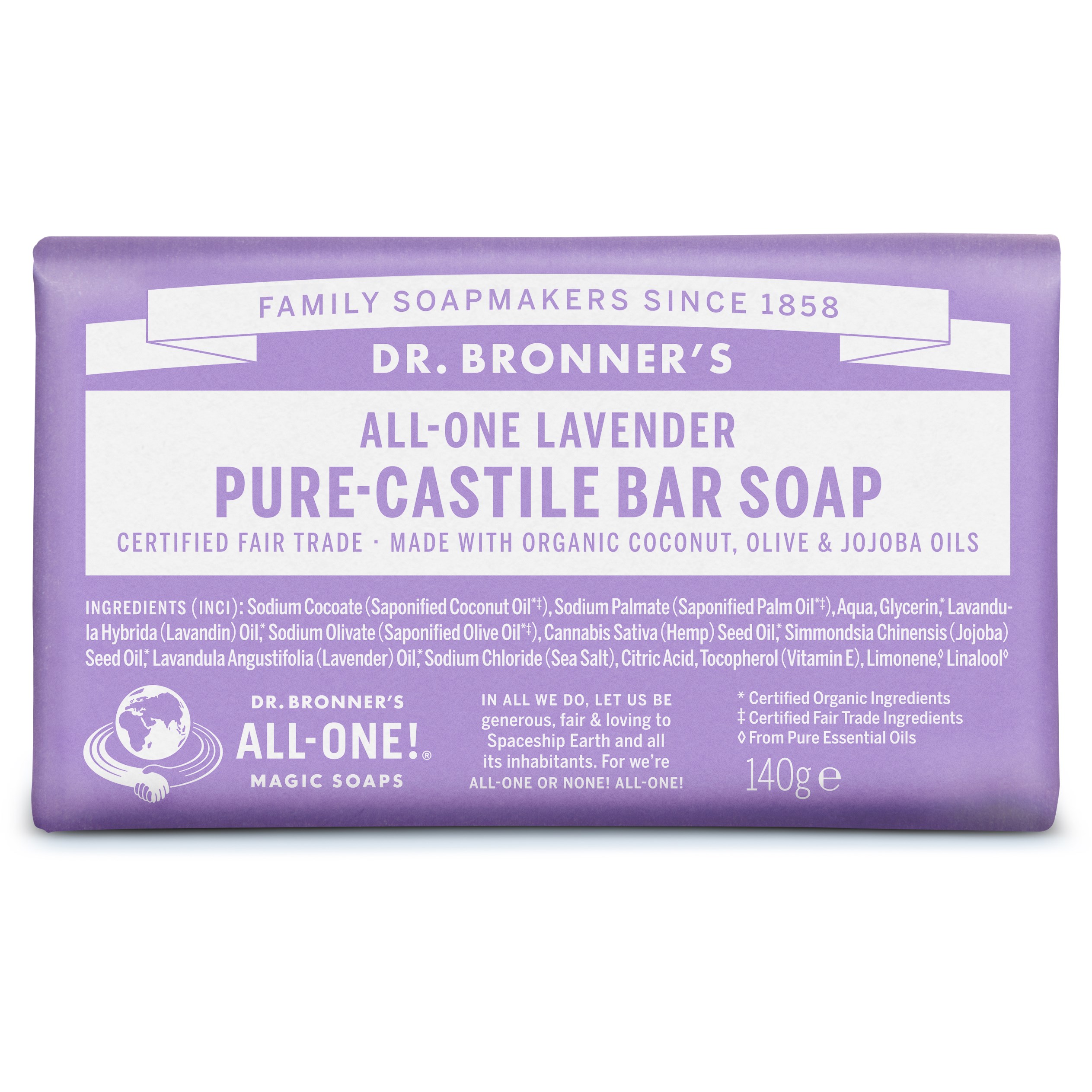 Läs mer om Dr. Bronners BarSoap Lavender 140 g