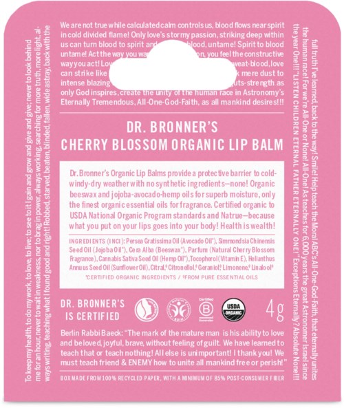 Dr. Bronner's Cherry Blossom Organic Lip Balm