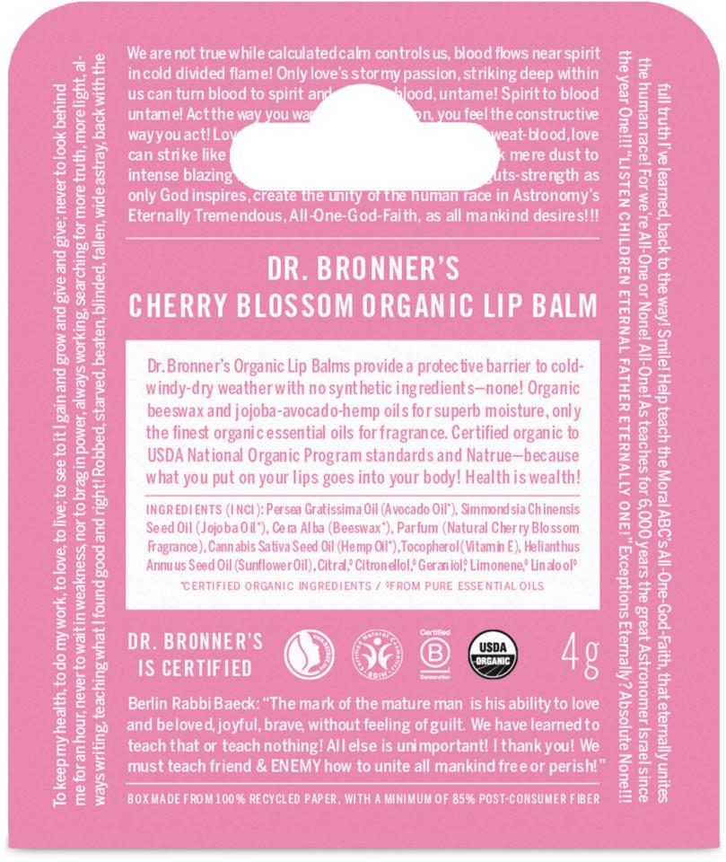 Dr.Bronners Cherry Blossom Organic Lip Balm 