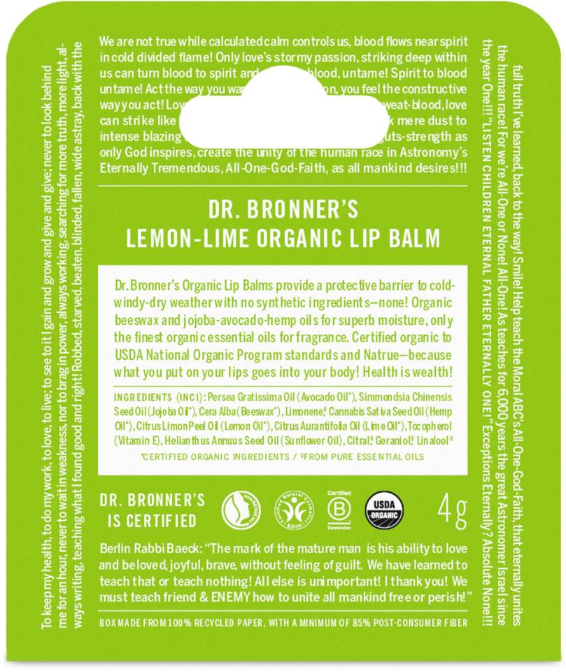Dr.Bronner's Lemon Lime Organic Lip Balm