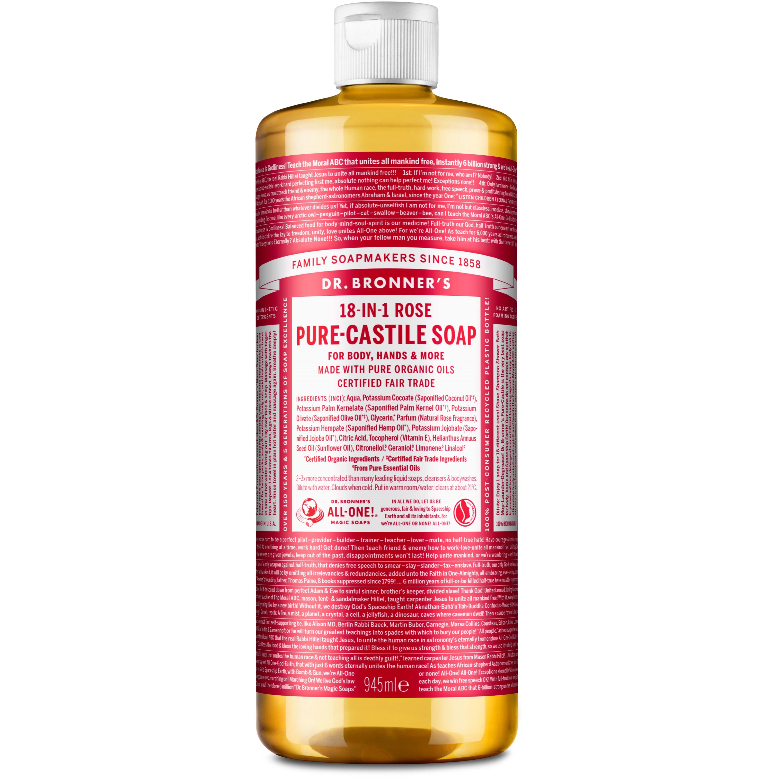 Läs mer om Dr. Bronners Liquid Soap Rose 945 ml