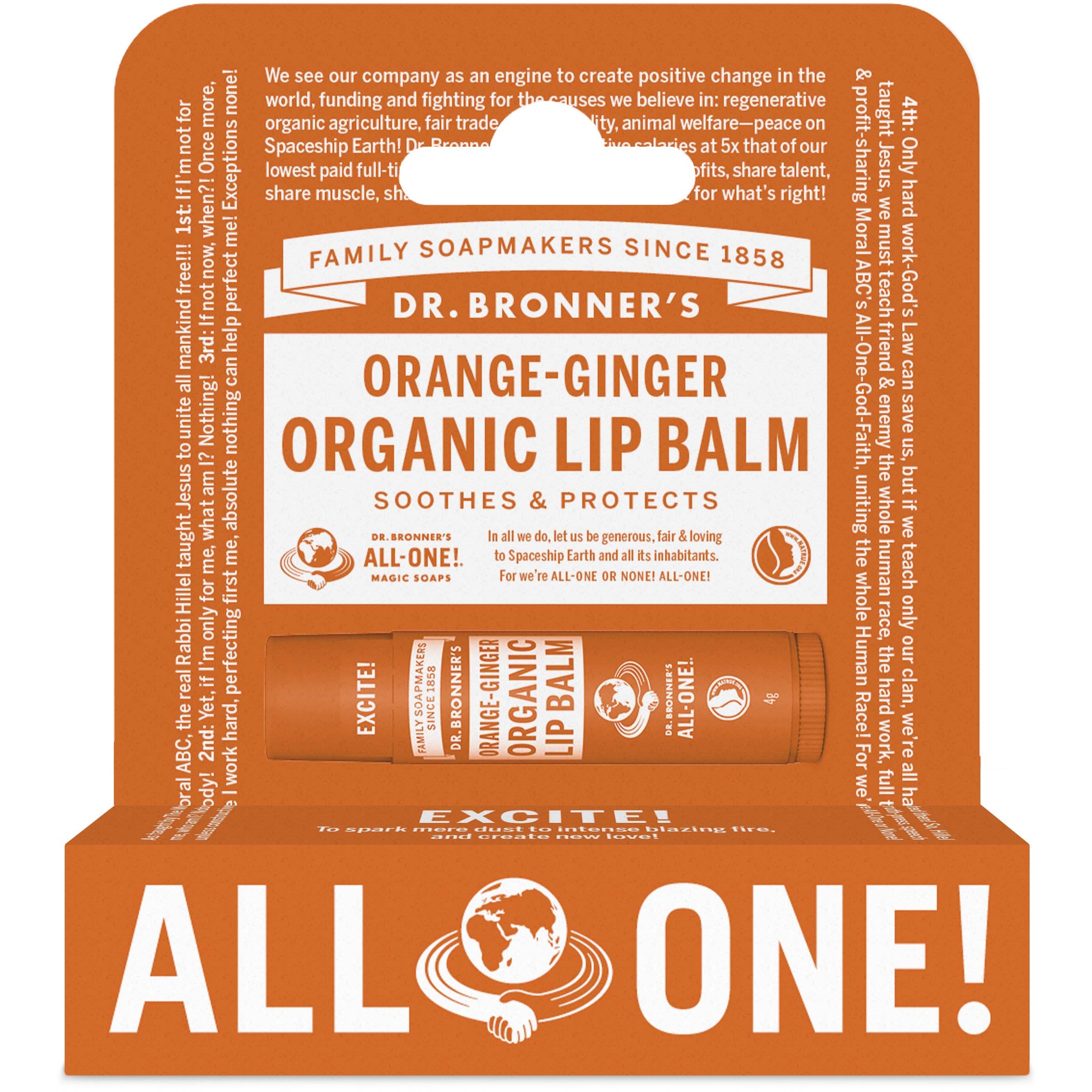 Dr. Bronner's Organic Lip Balm Orange-Ginger - 4 g