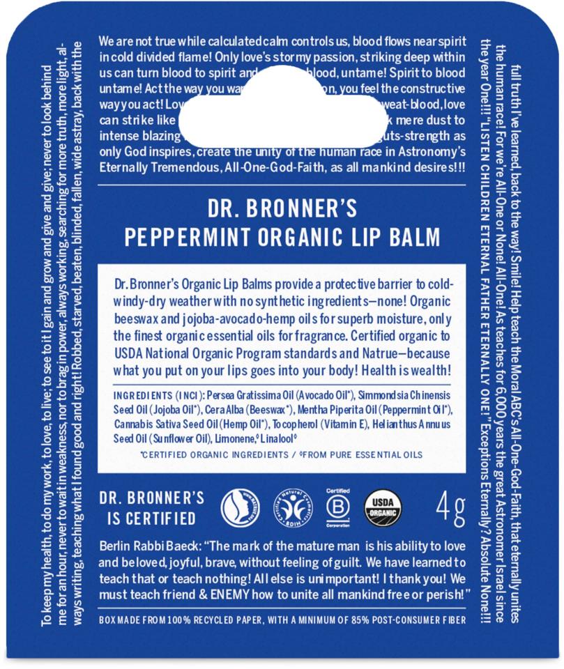 Dr.Bronner's Peppermint Organic Lip Balm