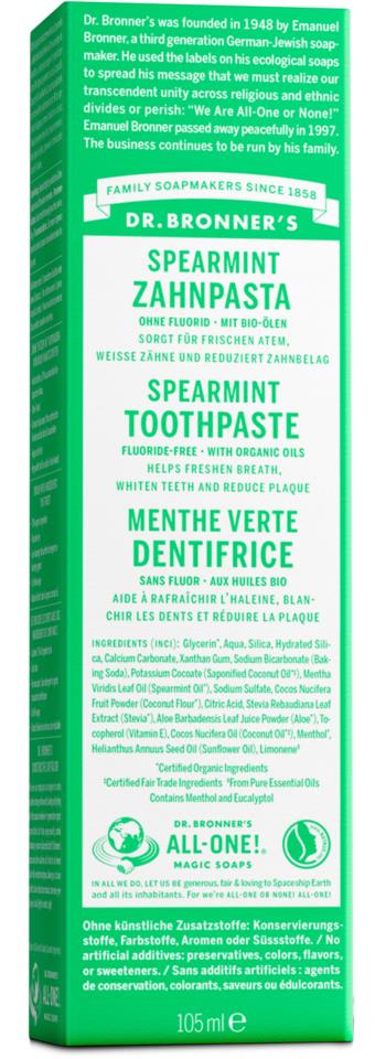 Dr Bronner S Toothpaste Spearmint Lyko Com