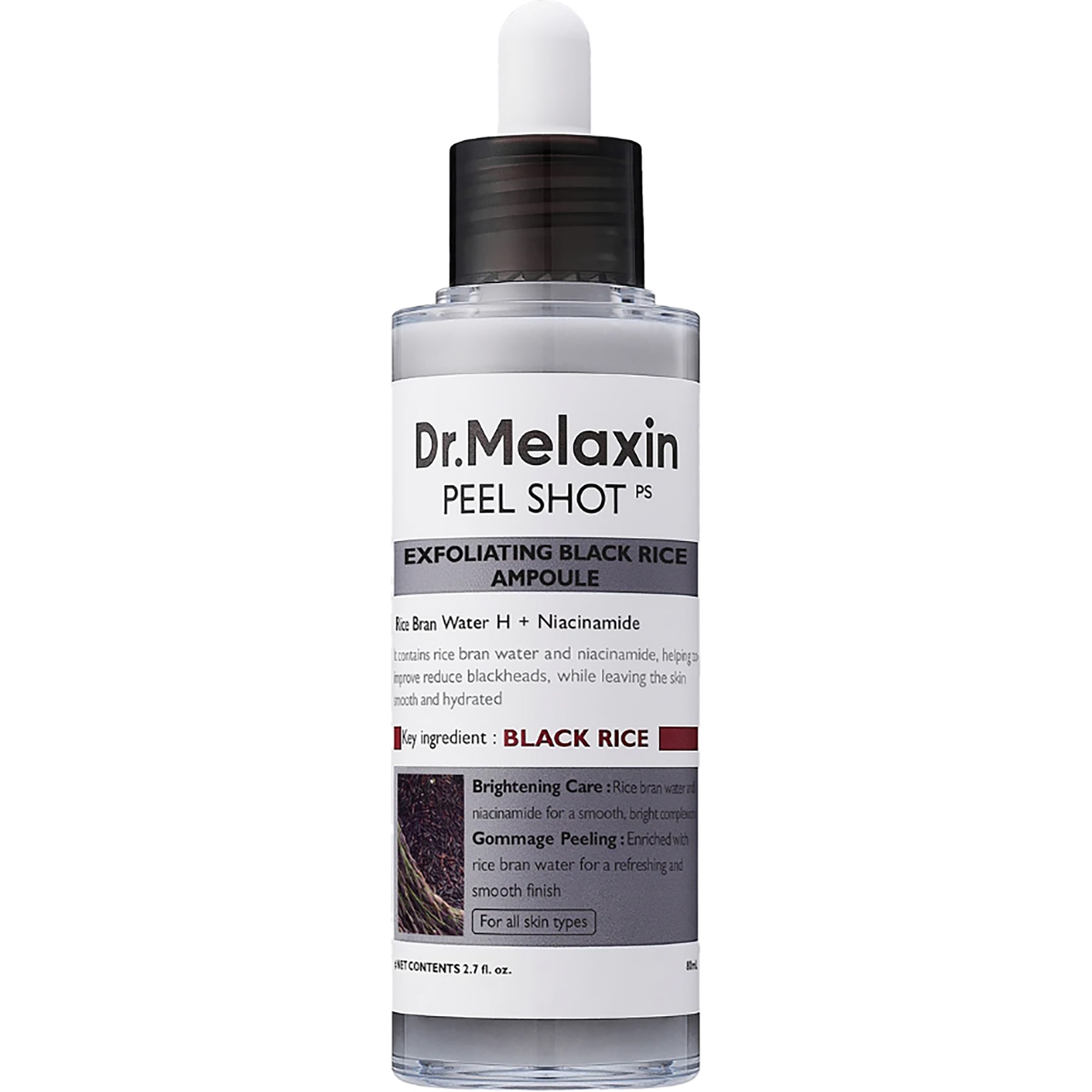 Dr.Melaxin Peel Shot Exfoliating Black Rice Ampoule 80 ml billede