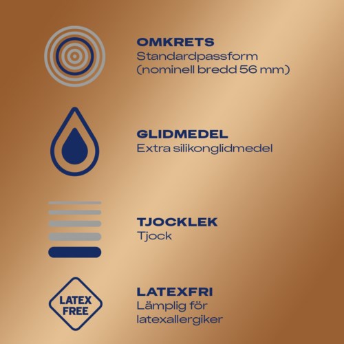 Instructies voor handschoenen: ronde doelmarkering, extra siliconenlaag, vier lijnen voor dikte, latexvrij voor allergieën.