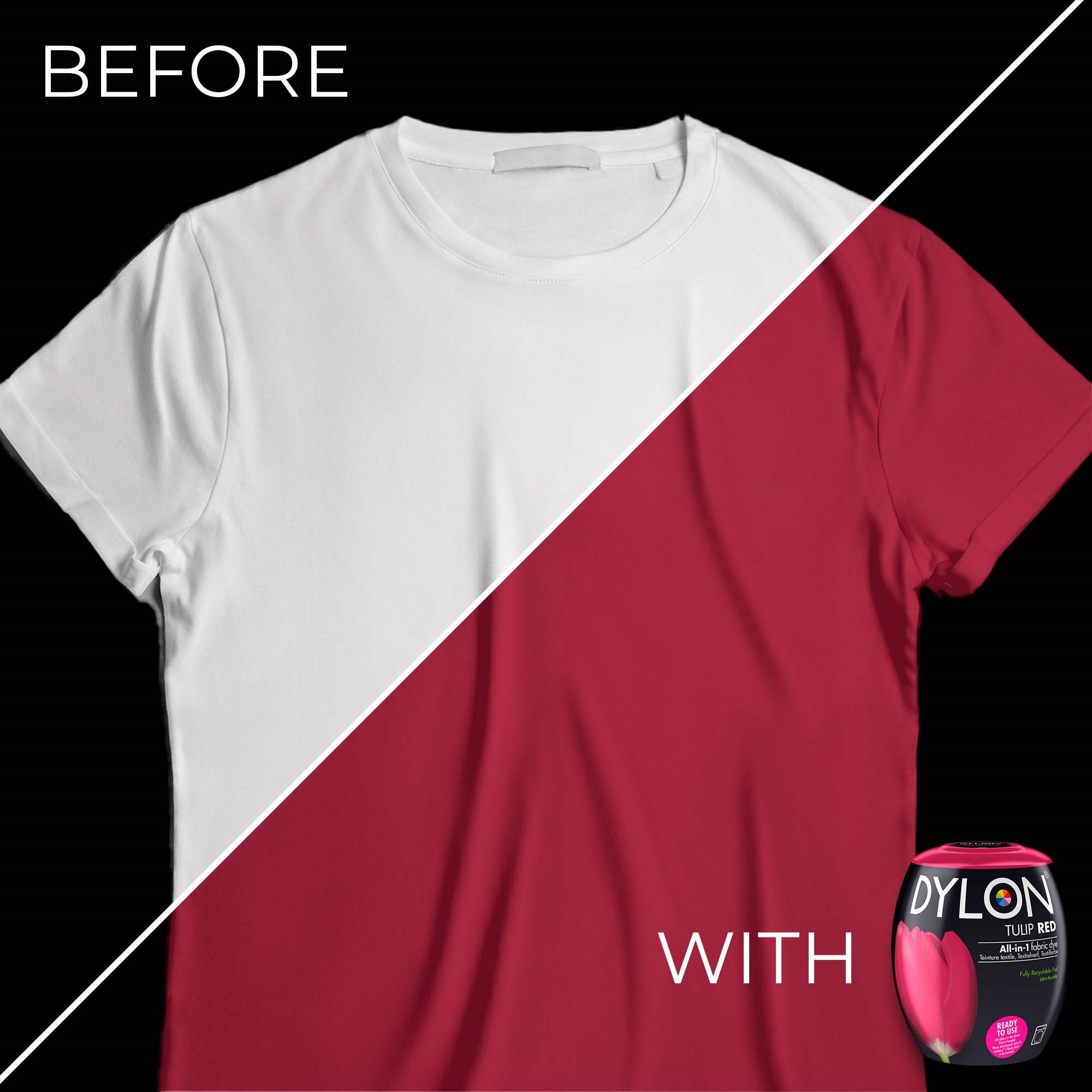 Dylon all-in-1 textilfärg  36 Tulip Red (zdjęcie 3)