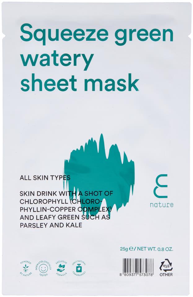 E NATURE Squeeze green watery sheet mask 25g