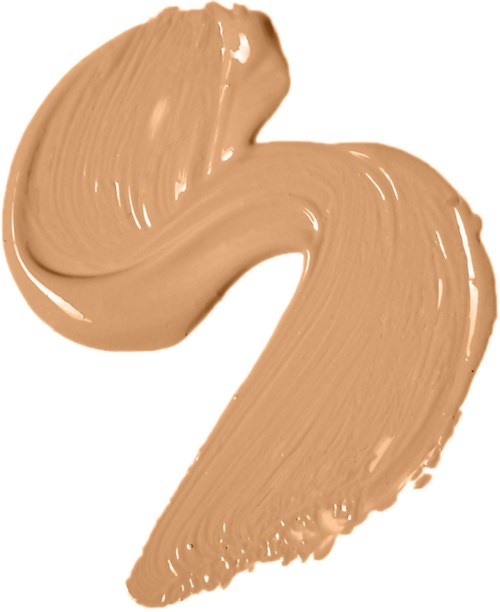 En virvlad beige makeup eller foundation på en vit bakgrund.