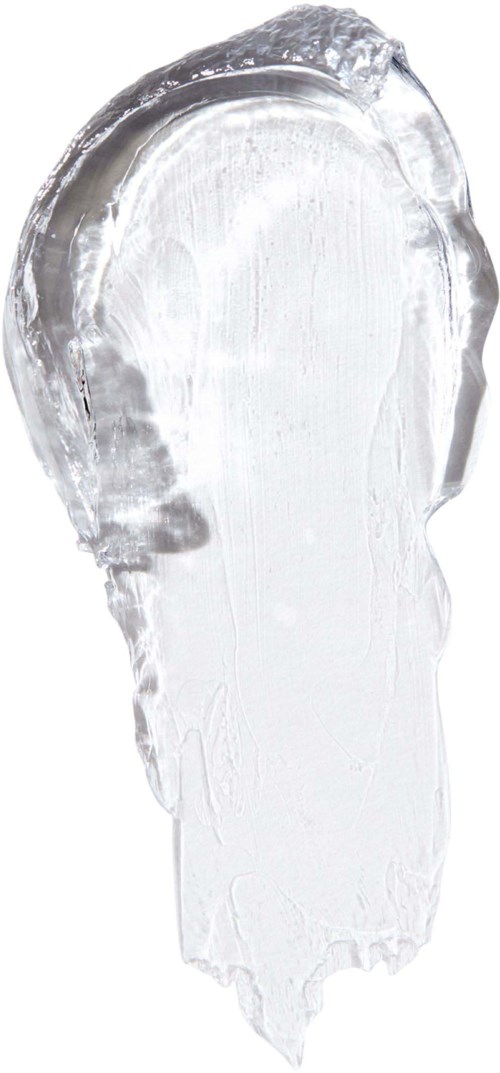 Klar, glänsande substans formad som ett människohuvud och hals. Det ser ut som ett glas eller gelatinöst material.