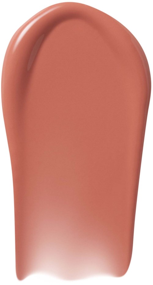 A tube of lipstick, pink color, upright with a slight curve on top.