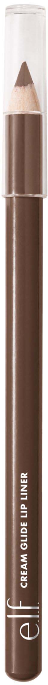 En brun eyeliner-penn med gjennomsiktig hette og hvit tekst langs siden.