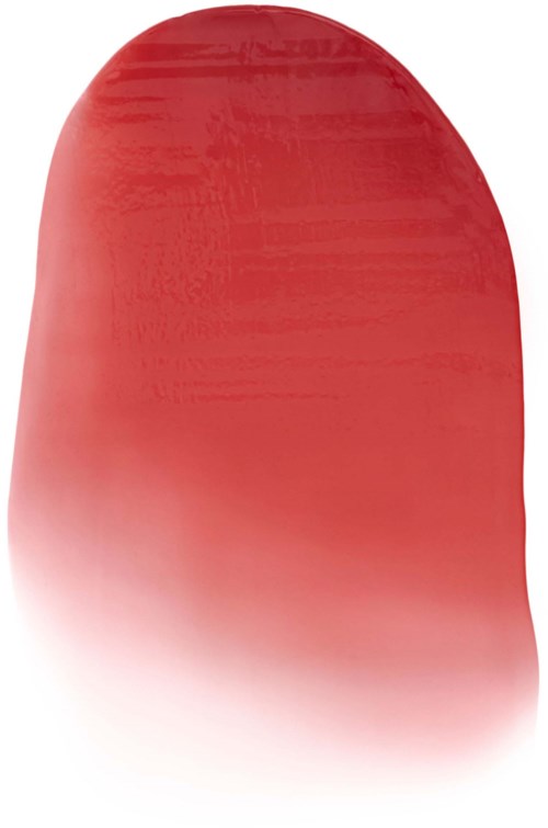 Et rødt og hvitt neglelakkstrek med gradient-effekt.