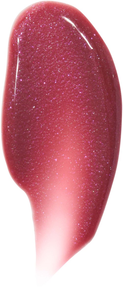 En rosa nagellack med glitter, formad som en böjd droppe. Den ser glansig och gnistrande ut.