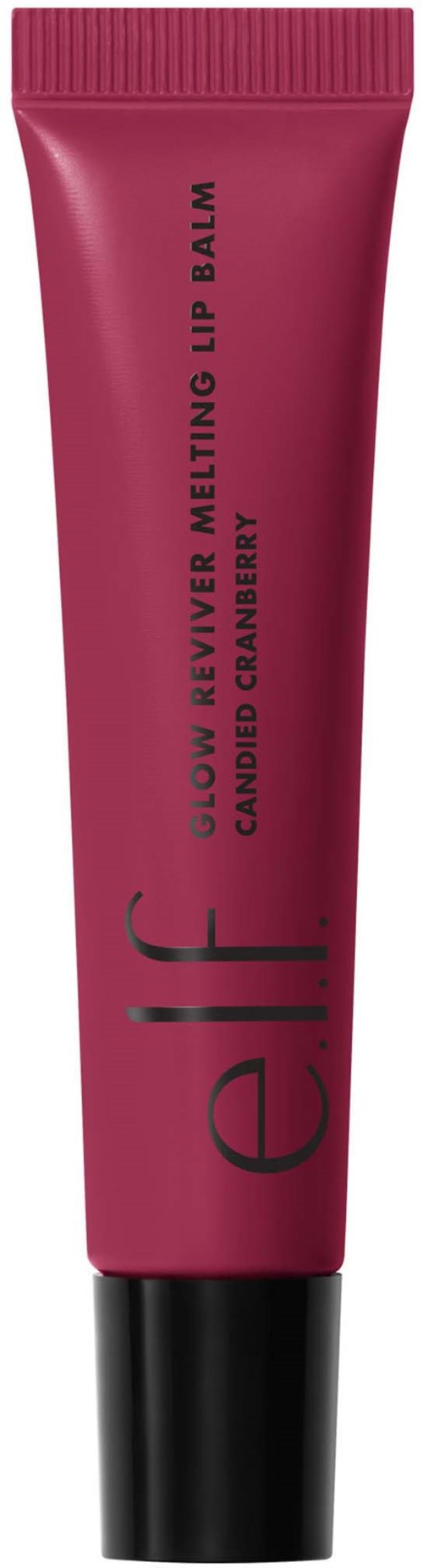 A pink tube of ELF blush with a black cap, labeled as with cranberry flavor.