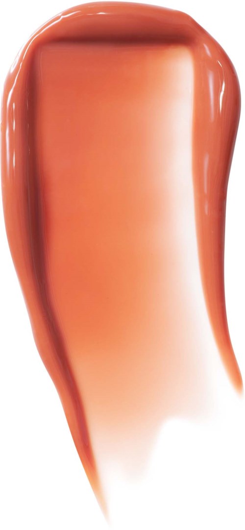 Vartaloinen ripsiväriputki, kiiltävä ja sileä, oranssina ja beigeinä sävyinä.
