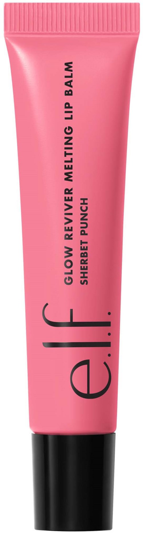 Pink tube of glow reverb melting lip balm with black cap, labeled sherbet punch.