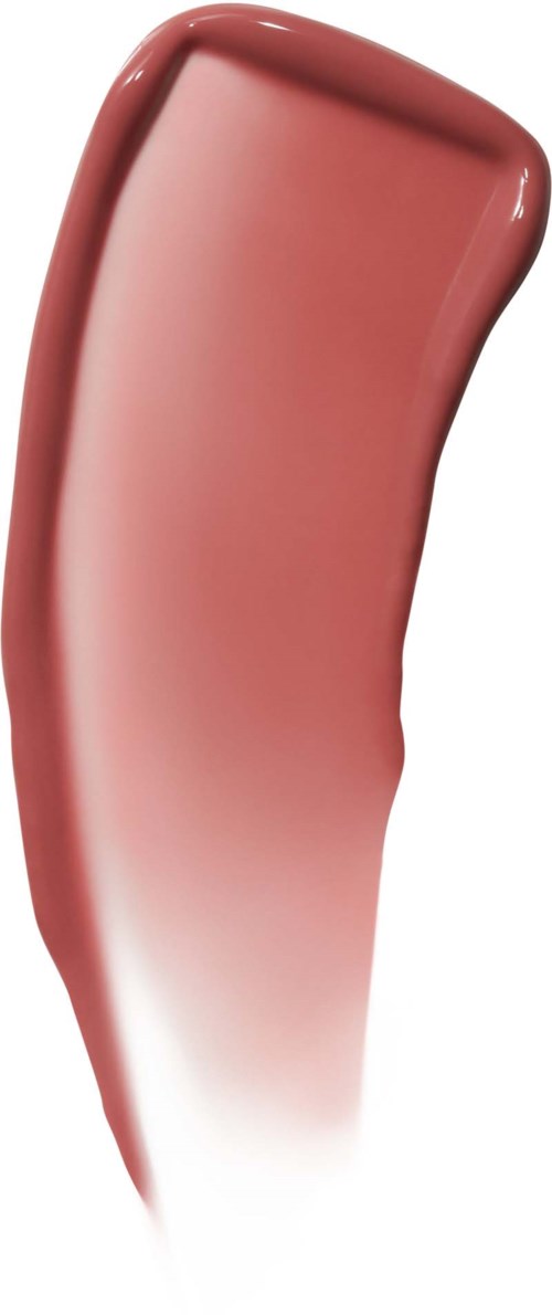 En leppestiftprøve med gradient fra rosa til hvitt. Den har en buet, glansfull overflate og en rektangulær topp.