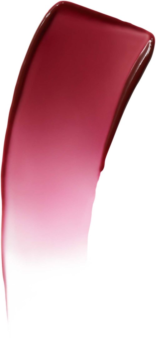 En hårfargepensel i rødt og rosa med gradientovergang. Enkel, glatt, kurvet form. Ingen bakgrunn.