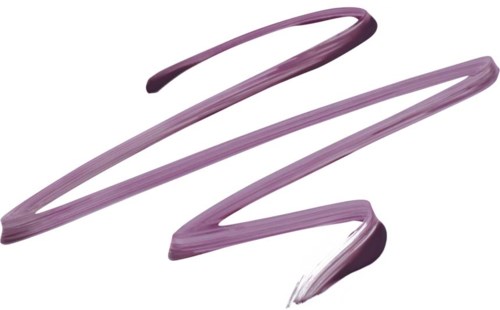 A purple-colored makeup product, possibly lipstick or lip gloss, in a zigzag pattern on a white background.