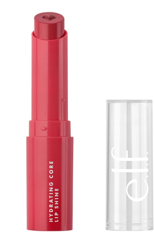 Pinkki huulikiiltoputkilokerros. Putkissa on valkoinen teksti "Hydrating Lip Shine Core."