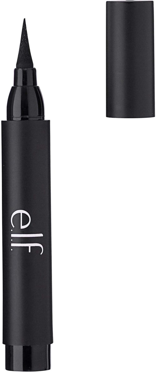 En svart eyeliner-penne med lokk ved siden av, merket 'elf'.