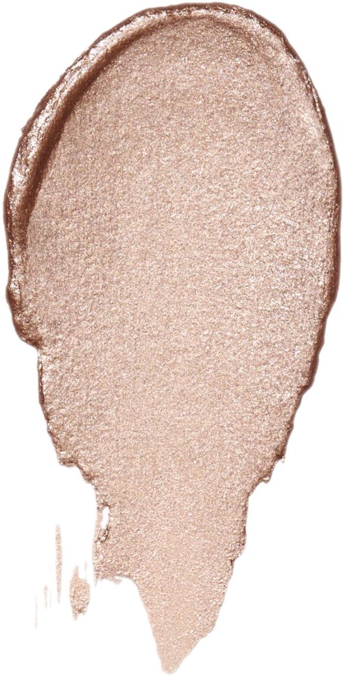 En beige sminkproiser med form av tårdroppe och en glänsande, glitterliknande yta.