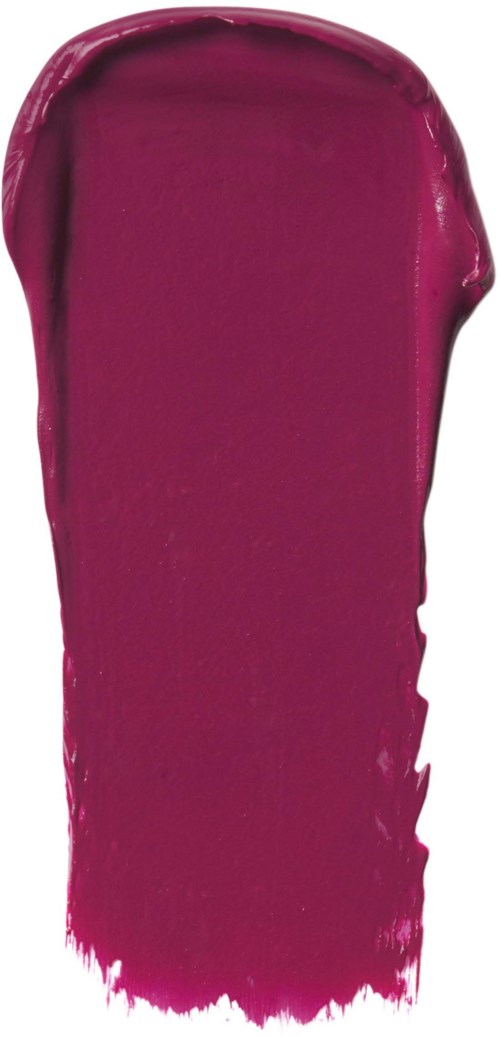 A thick stroke of bright pink lipstick with a glossy finish. The lipstick is slightly rounded at the top.