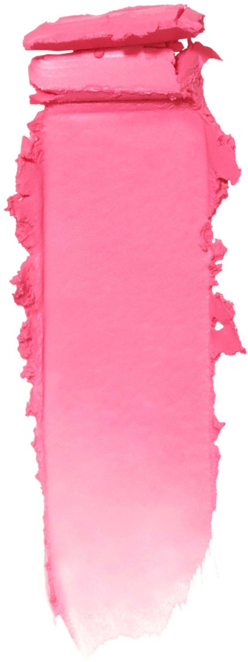 Rosa läppstiftsprov med en strukturerad, ojämn kant.