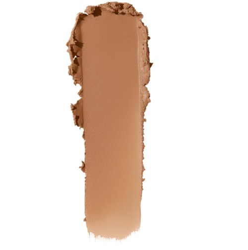 En provbit av beige smink eller foundation, med ihopklippta kanter upptill och slät nedtill.