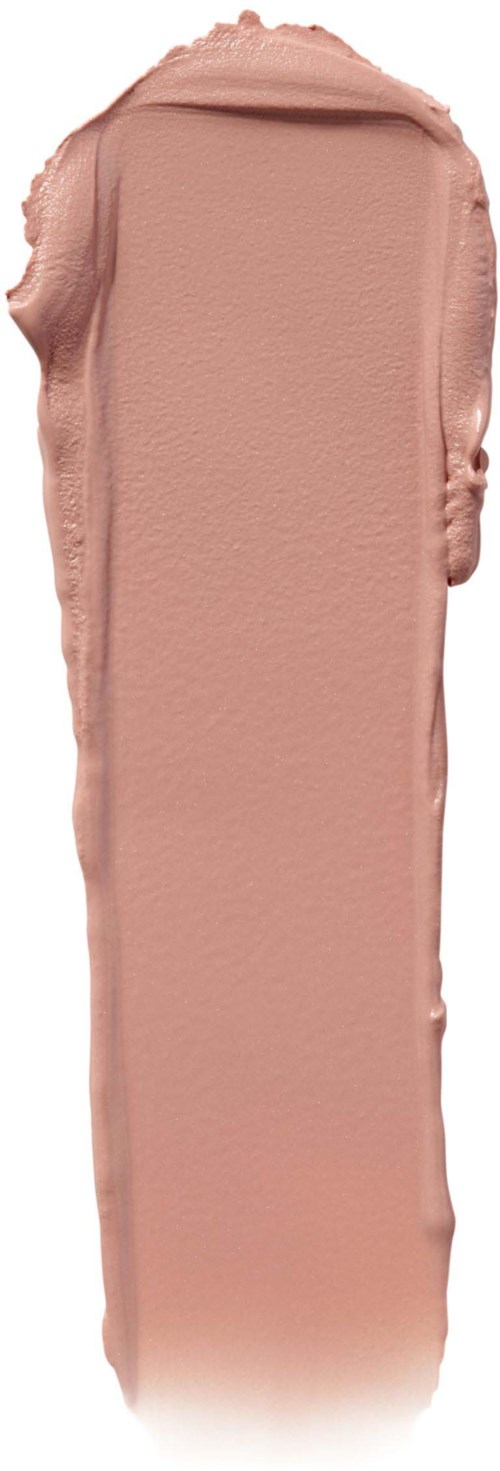 Vasemmalle tai oikealle suuntautuva vaalea beige tai kevyt ruskea maali- tai voidepinta, sileä ja epätasainen reunoilta.