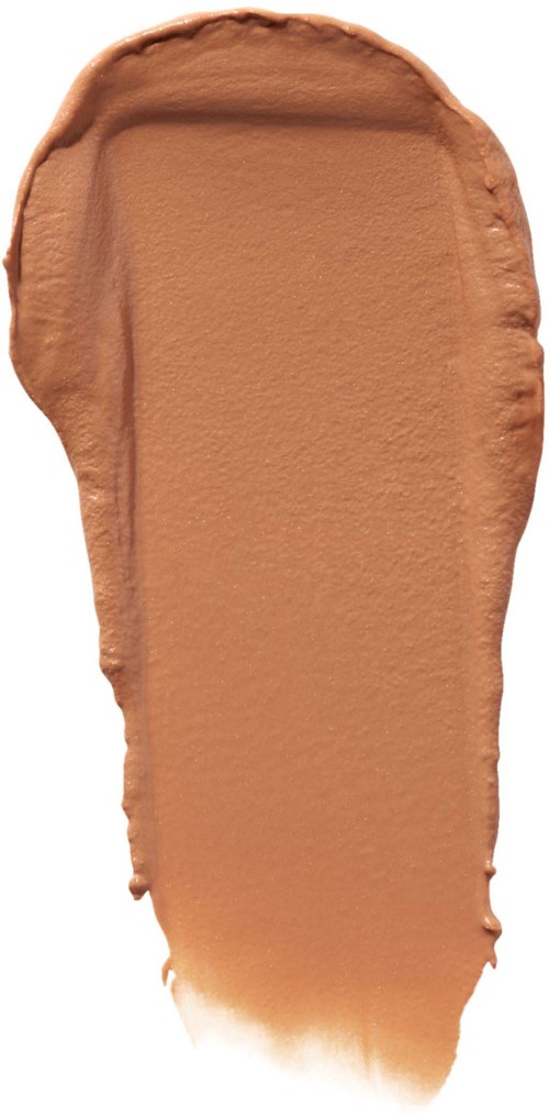 Beige nestemäinen meikkivoide näytteenä, levittynyt siveltimellä ja sileä tekstuuri.