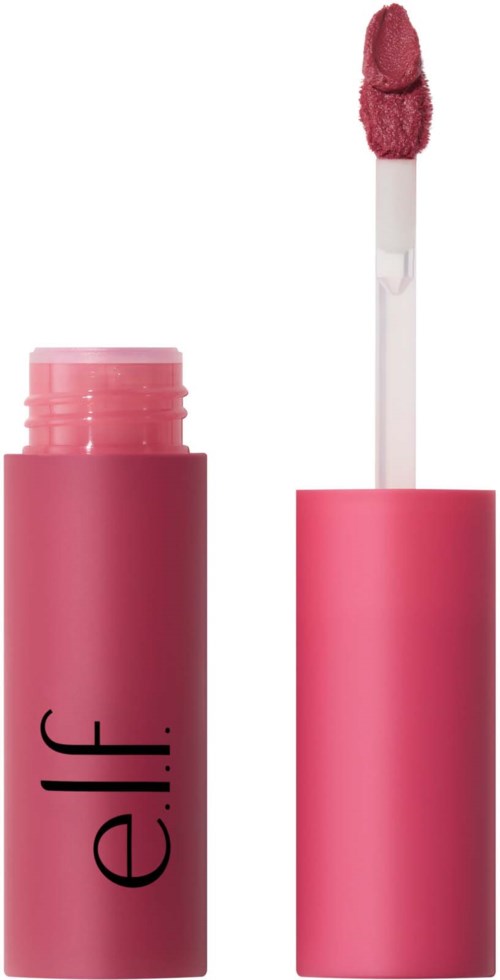 Lip gloss applicator with pink gloss inside, on a pink tube.
