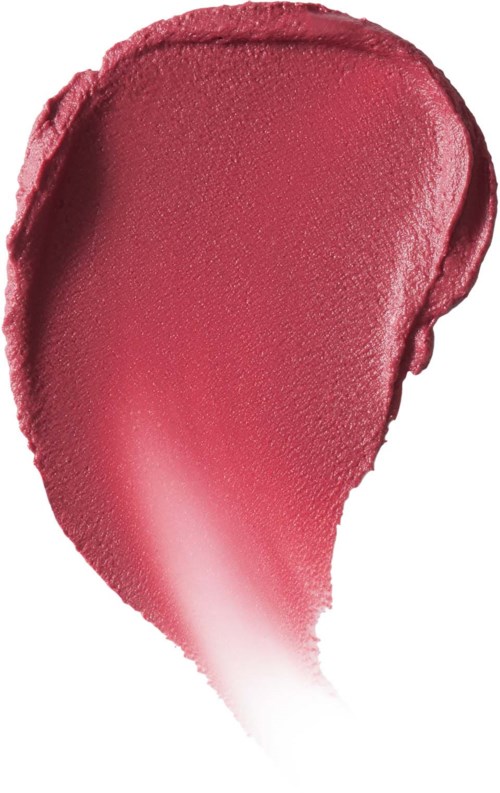 A pinkish-red lipstick smear with a glossy finish and slightly textured surface.