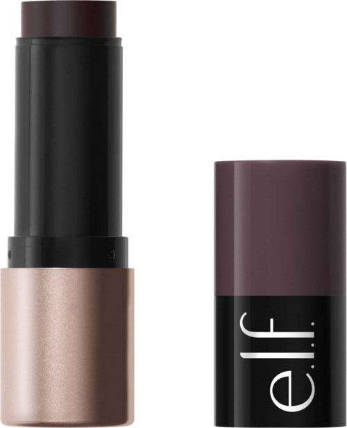 Ett läppstift med svart och metallisk rosa kropp och en lock med e.l.f.-loggan.
