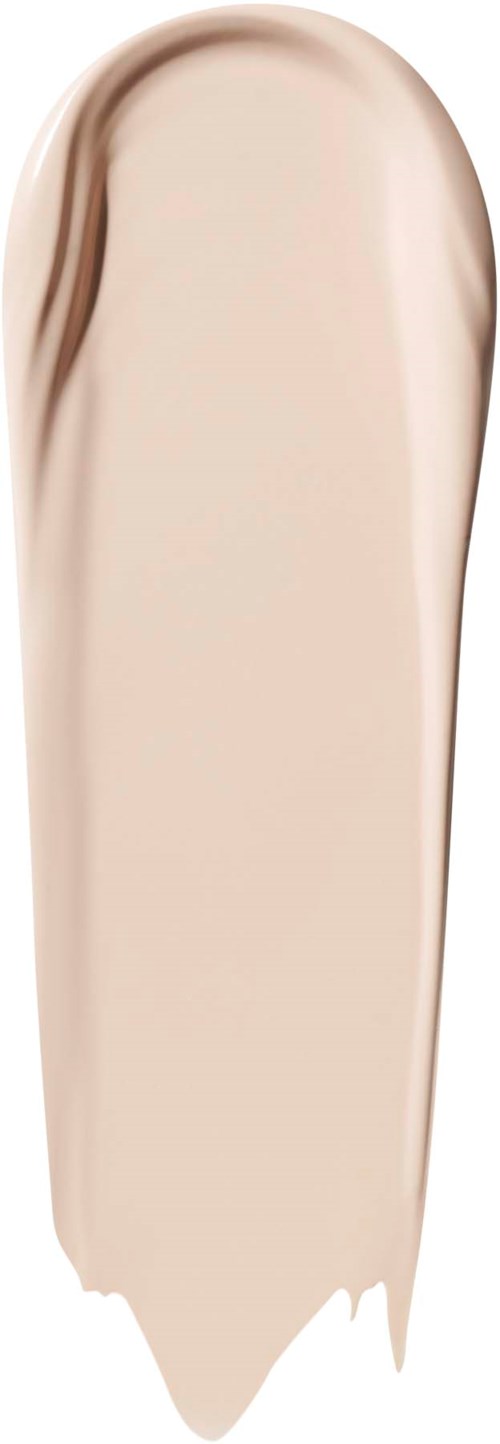 En beige, glatt, forlenget oval form med avrundede kanter og skinnende overflate.
