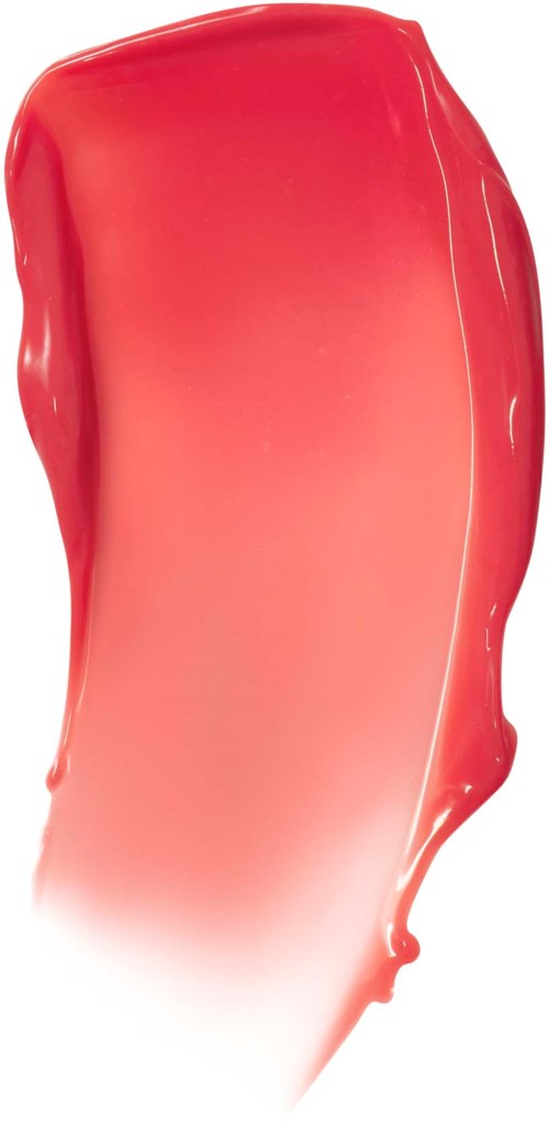 A red and white gel-like substance is spread on a surface, with a smooth, curved shape and glossy finish.