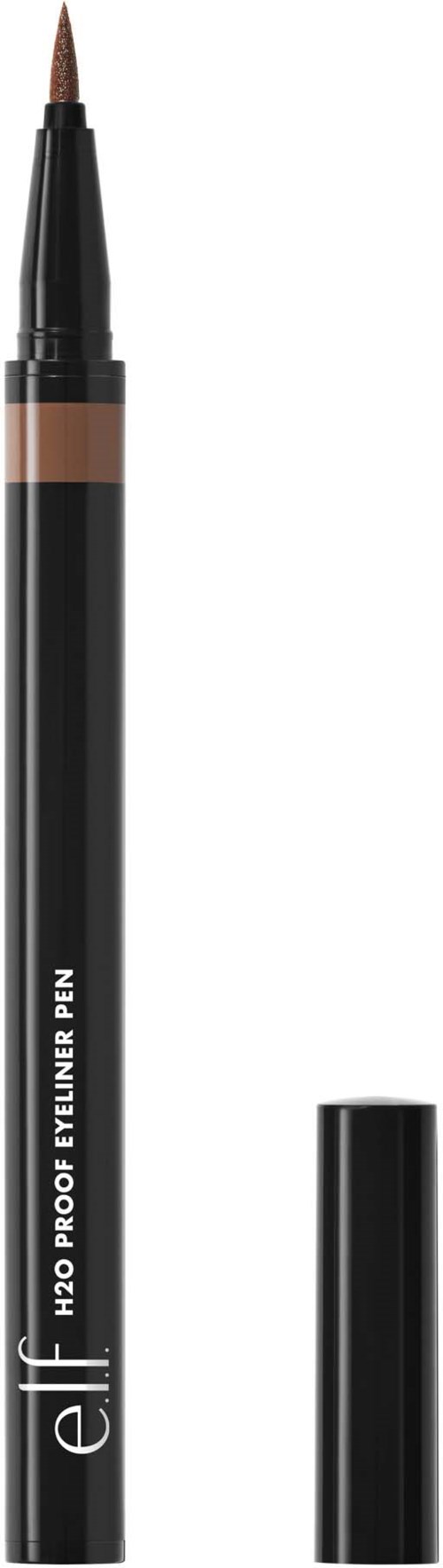 En svart eyelinerpenna med ett skruvlock, märkning 'e.l.f. H2O Proof Eyeliner Pen.'