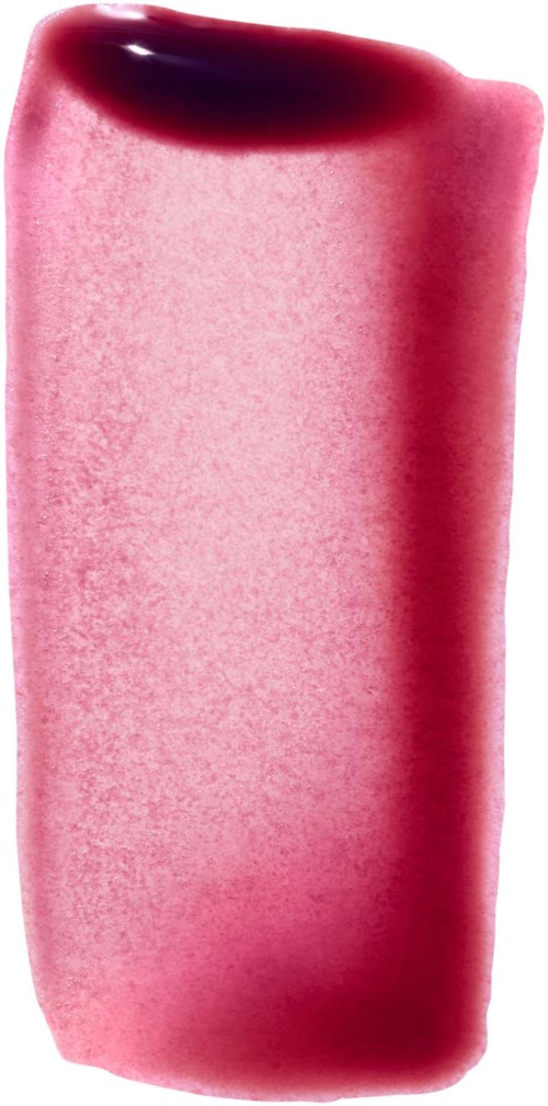A red, elongated, and curved object with darker edges, possibly a paint or watercolor stroke.
