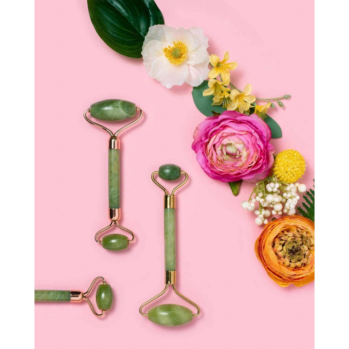 Earth Harbor Island Jade Rose Gold Gemstone Facial Roller (obrázok 3)