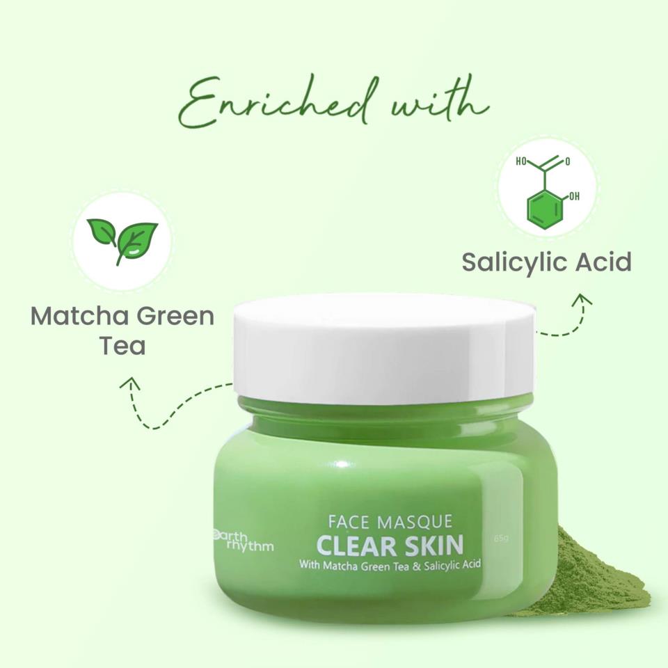 Earth Rhythm Clear Skin Face Masque With Matcha Green Tea & Salicylic Acid 65 g
