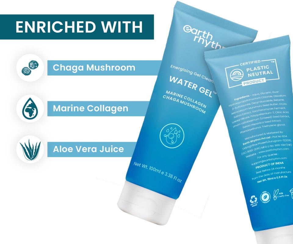 Earth Rhythm Energising Water Gel Cleanser With Marine Collagen 100 ml