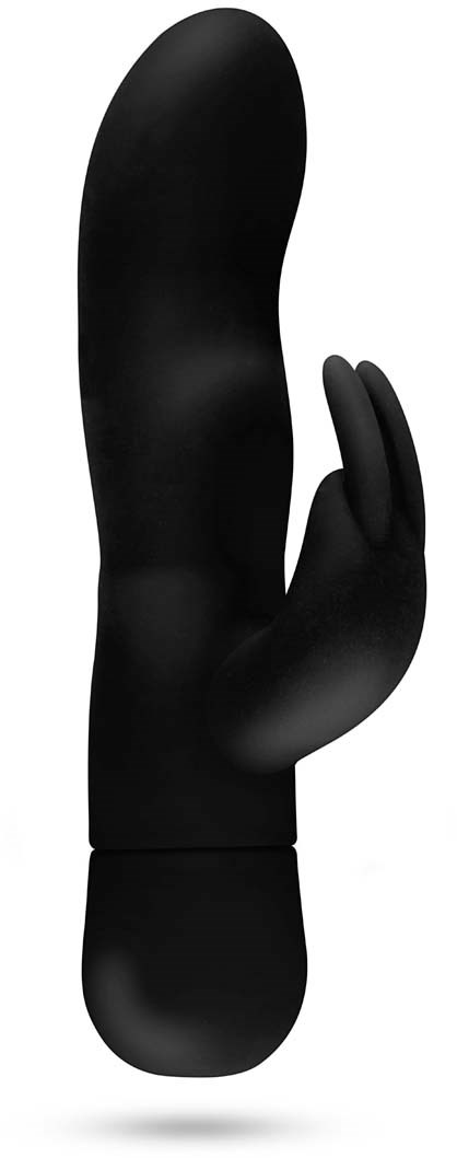 En svart silikonav liknende gjenstand som minner om en finger med en liten hånd, laget for personlig bruk.