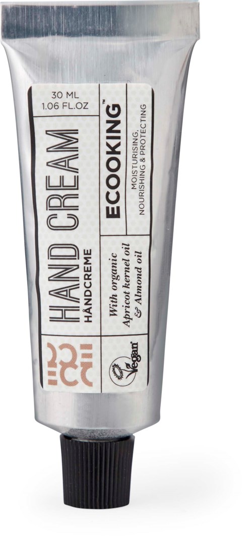 Silberne Tube mit 'Hand Cream'-Aufschrift, enthält umweltfreundliche, feuchtigkeitsspendende Handcreme, 30ml.