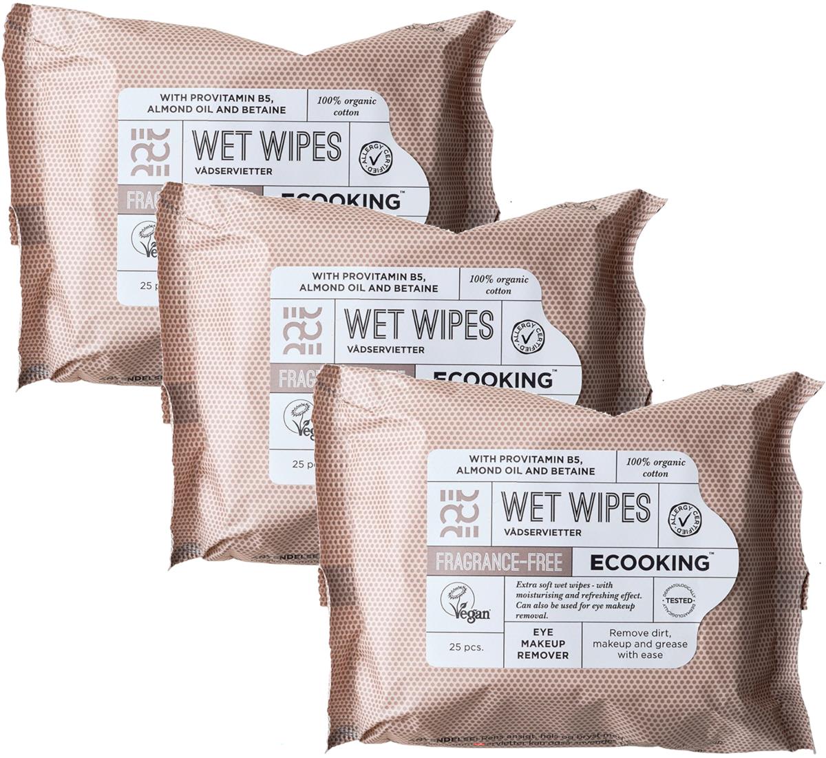 ECOOKING Wet Wipes Fragrance Free 25 pcs x 3