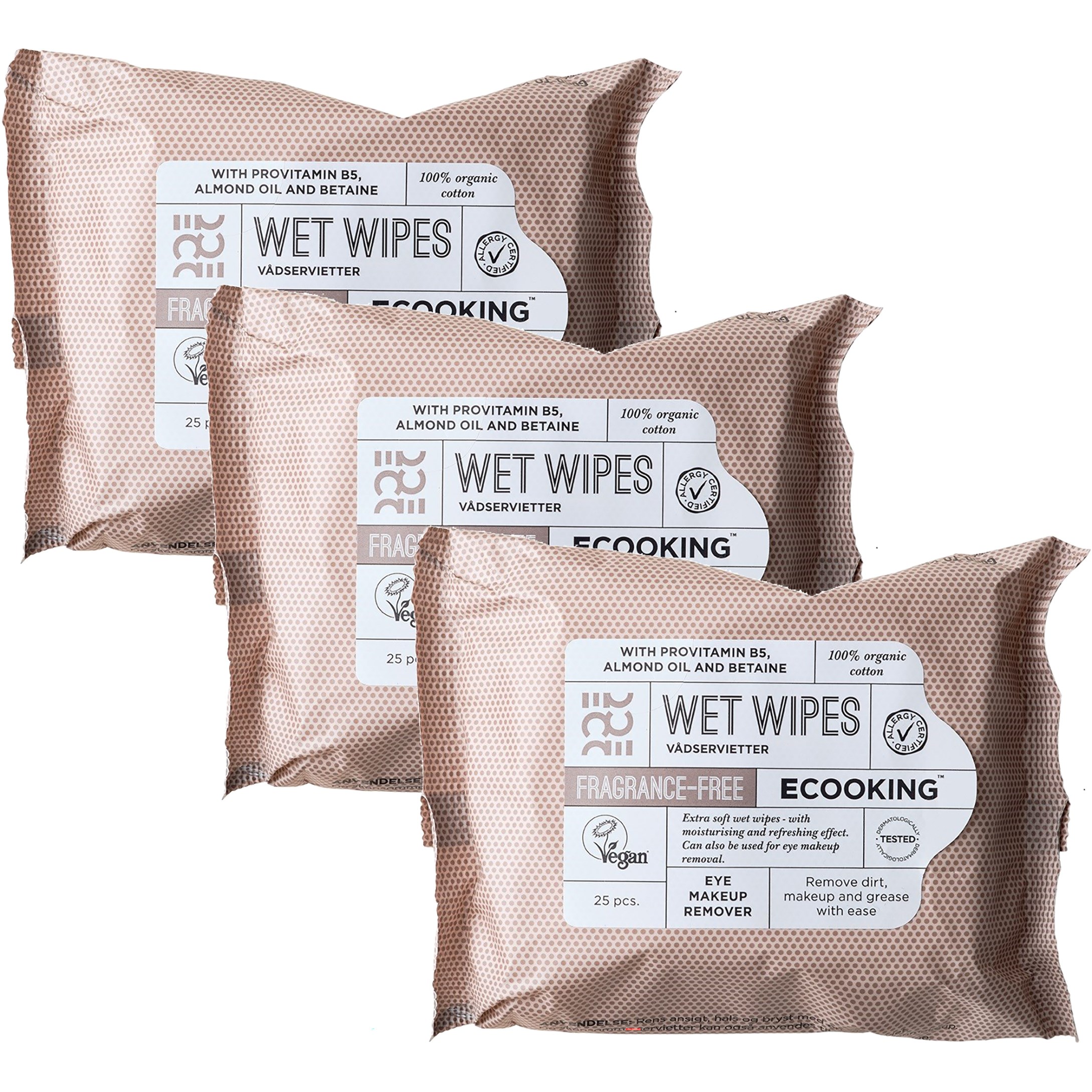 ECOOKING Wet Wipes Fragrance Free 25 pcs x 3