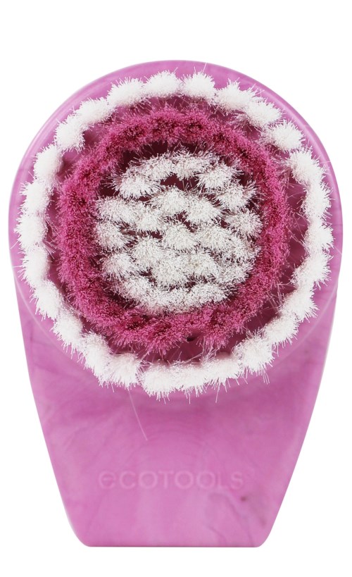 Rosa rengöringsborste med vita och rosa borst, avsedd för att skrubba ytor.