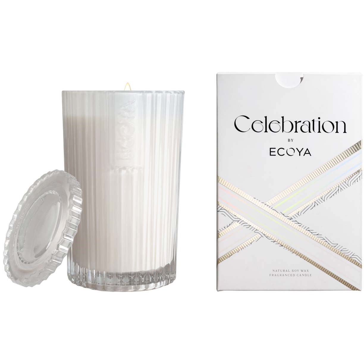 Ecoya White Musk & Warm Vanilla Celebtration Fragranced Candle 25h 80